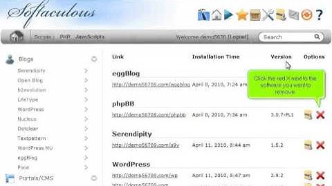 How to remove a script installed by Softaculous