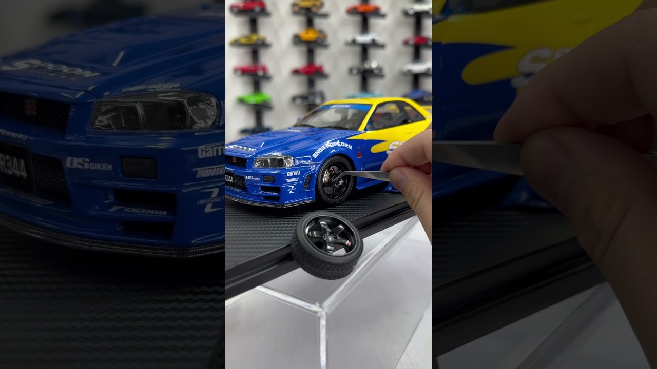 Nissan GT-R34 Skyline With SPOON SPORTS Desgin Diecast Resin Model Cars 
