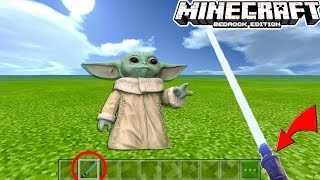 LIGHTSABER VS BABY YODA Minecraft PE 1.14.1+ How To Get Lightsabers And Baby Yoda screenshot 1