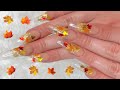 🍁🍁Fall Gold Foil Leaf Glitter Ombré Acrylic Nails Tutorial🍁🍁