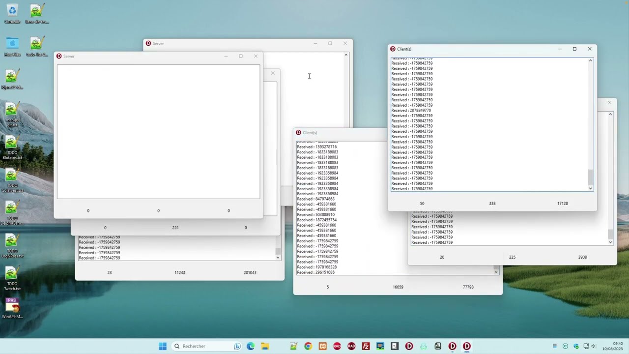 Test de charge et de durée sous Windows pour la librairie Socket Messaging