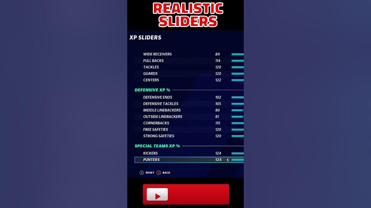 XP Sliders for Madden 21 BEST and Most Realistic YouTube