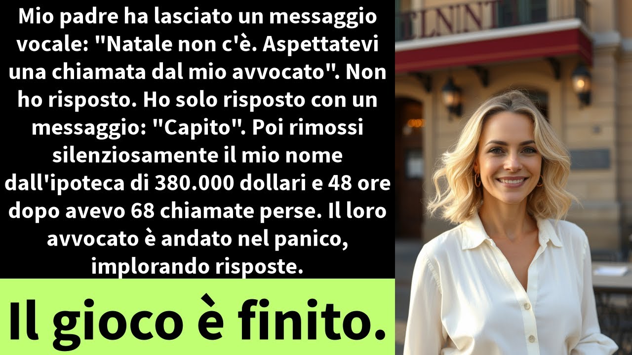 Mio padre ha lasciato un messaggio vocale: Natale non c'è. Aspettatevi una chiamata dal mio avvocato