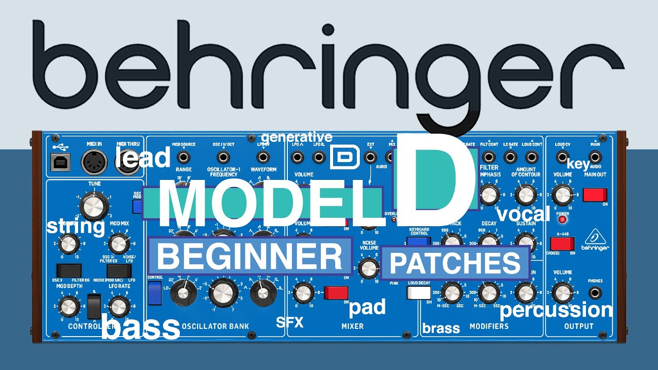Behringer MODEL D - 42 PATCHES for Bass Lead Pad Brass String Keyboard ...