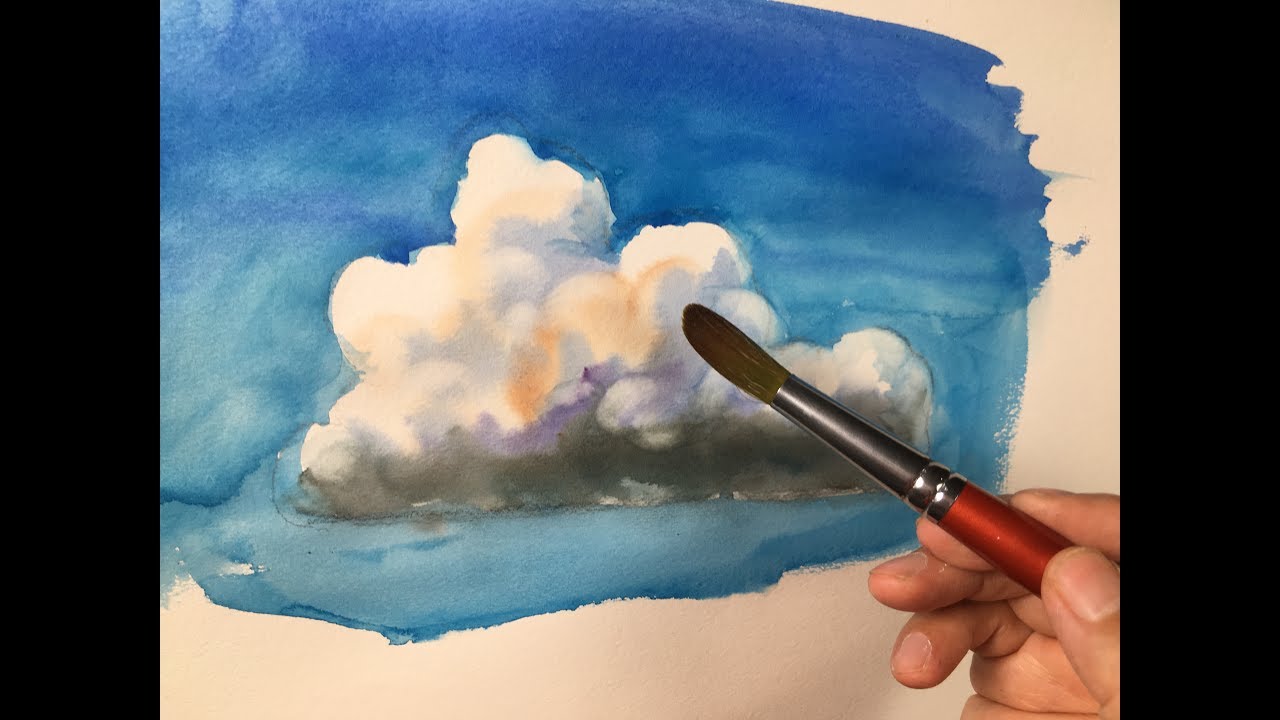 Eng Sub Watercolor A Cloud Painting Easy Tutorial 水彩画の基本 雲を描くコツ 4分講座 Youtube