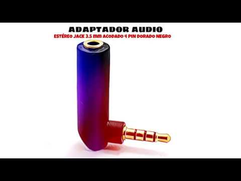 Video de Adaptador audio estereo jack 3.5 mm acodado 4 pin dorado  Negro