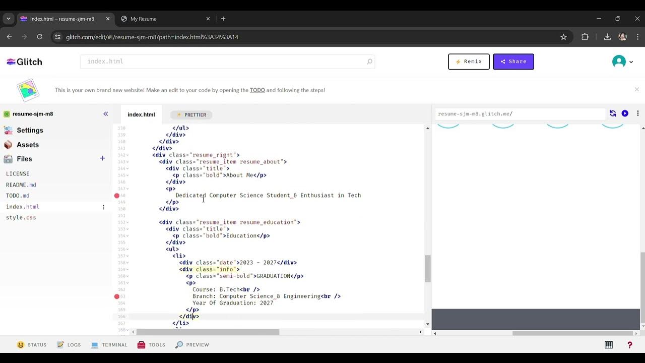 BASIC TUTORIAL FOR CREATING A SIMPLE RESUME USING HTML & CSS - YouTube