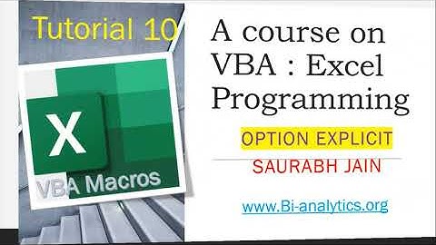 VBA Tutorial 10 :Use of Option Explicit