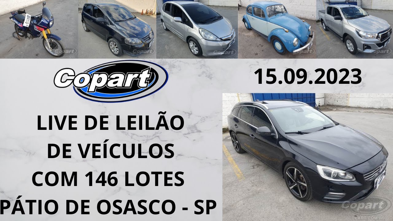 Live Copart LIVE DE LEILÃO DE VEÍCULOS NO COPART COM 146 LOTES 15.09.2023 PÁTIO EM ...