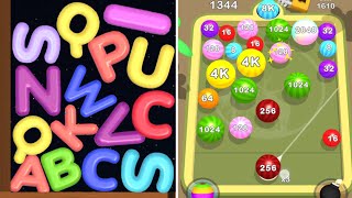 LETTER CHAIN: Word Merge vs Merge Pool 2048 (Jelly 2048, Asmr Gameplay) abcdefghijklmnopqrstuvwxyz screenshot 3