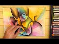 Simple Face Curve Abstract Painting + Depthes In Soft Pastel | Art Demonstration