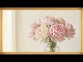 Relaxing Peonies 4K 🌸 Soft Pastel Painting | Calm Aesthetic Ambience (4 Hours)