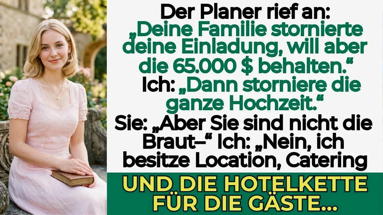 Ich stand an der Wand meines Hotelbüros und hielt das Telefon umklammert, als die Hochzeitsplanerin meines Bruders mir kühl mitteilte: „Ihre Einladung zur Hochzeit wurde storniert. Die Anzahlung...