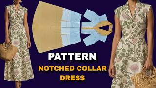 Elegant Notched Collar Dress Pattern | A-Line Skirt & Adjustable Back