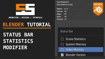 Blender 2.9 Status Bar show statistics and modifiers