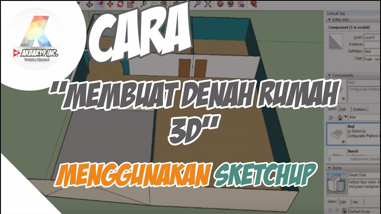 TUTORIAL SKETCHUP Cara Membuat Denah Rumah Sederhana 3D Mudah