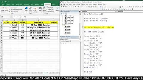 Select Case Statement | Nested If In  VBA Live VBA Macro Training Hindi Language