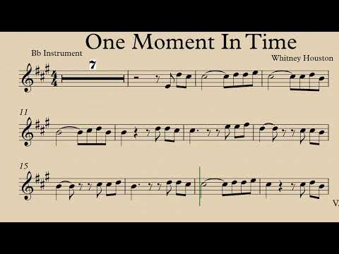 One Moment In Time Clarinet Trumpet Tenor and Soprano Saxophone Play Along Sheet Music Partitura