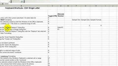 Excel Keyboard Shortcuts Part 1