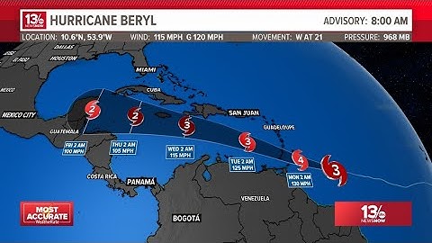 Major Hurricane Beryl intensifies Sunday as it barrels toward the Windward Islands