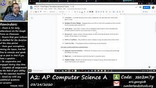 A2 - AP Computer Science A - 3/24/2020