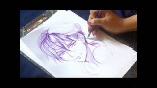 зарисовка аниме парень ручка