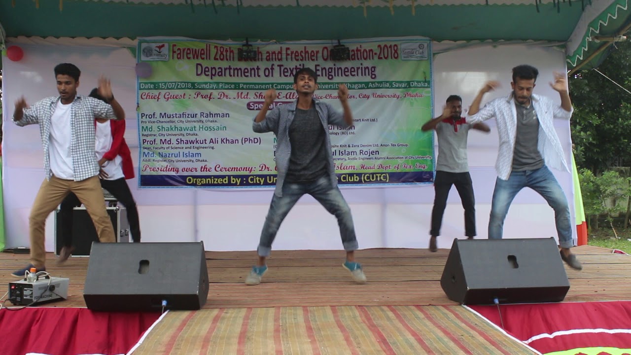 O ruposhi konna re song dance by Razib location at city university 28th batch textile farewell