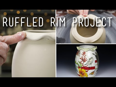Making a Ruffled Rim on Pottery - BREAKING NEWS...ANN CRUSHES AN INNOCENT VASE!!