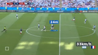 النجم الفرنسي امبابي اسرع انطلاقه في كرة القدم مباراة فرنسا والارجنتين كاس العالم  