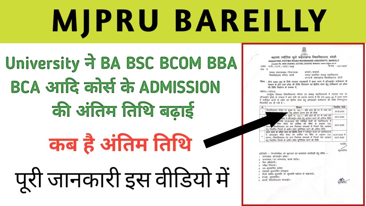 mjpru ug admission last date extended 2025 | mjpru ba admission last date 2025 |