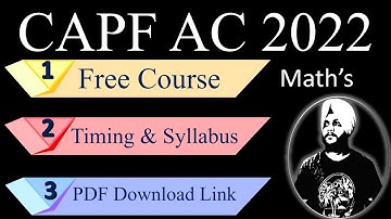 UPSC CAPF 2022: Free Maths Course | Balwinder Singh @balwinderlive  #capfmaths #capf2023