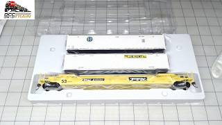 Rapido HO Scale 53' Husky Stack Car and Container product demonstration