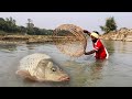 Traditional Boys Bamboo Tools Polo Fishing Trap in River | Amazing Polo Fish Hunting Video #fishing