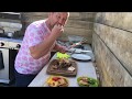 NOT BBQ on the BBQ Chicken with Home Made Chips. A Family Feast ! Time Lapse Back Garden Cooking.