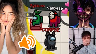 Valkyrae SIMPING for IMPOSTOR Corpse &amp; Sykkuno! Among Us Proximity Chat with BrookeAB, Tina, Toast