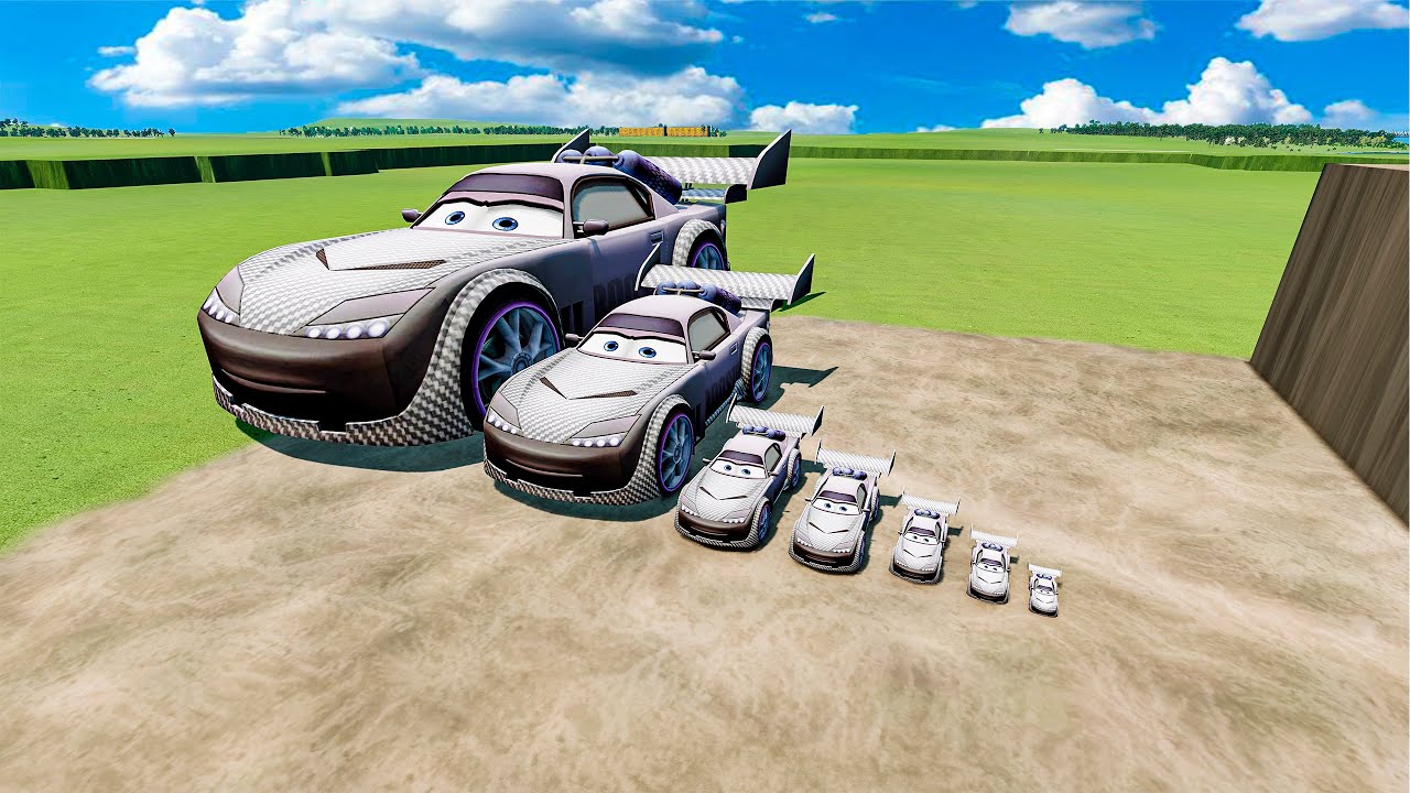 Big & Small Lightning Mcqueen vs Train Thomas | BeamNG.Drive _1