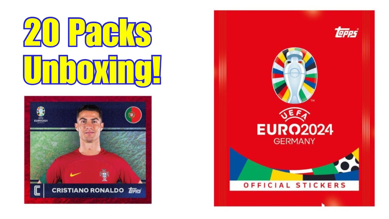 20 STICKER PACKS Topps Euro 2024 Unboxing with Cristiano Ronaldo ...