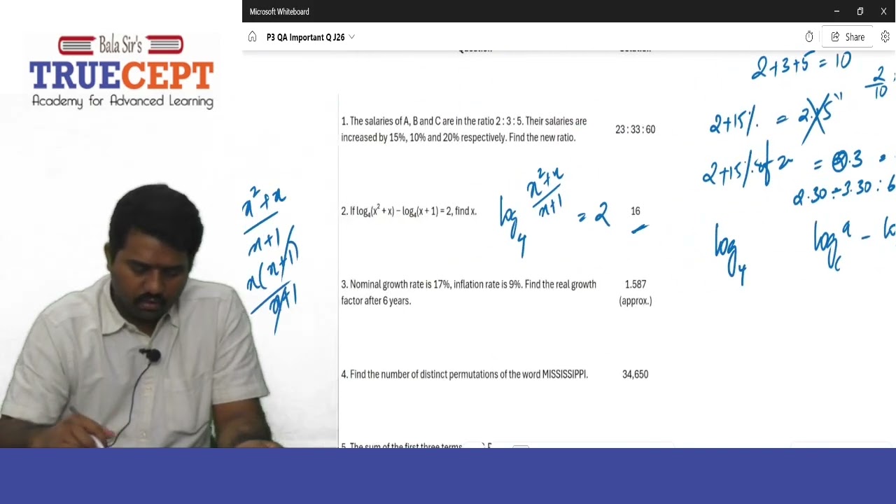 CA Foundation P3 Quantitative Aptitude Important Q Jan 2026
