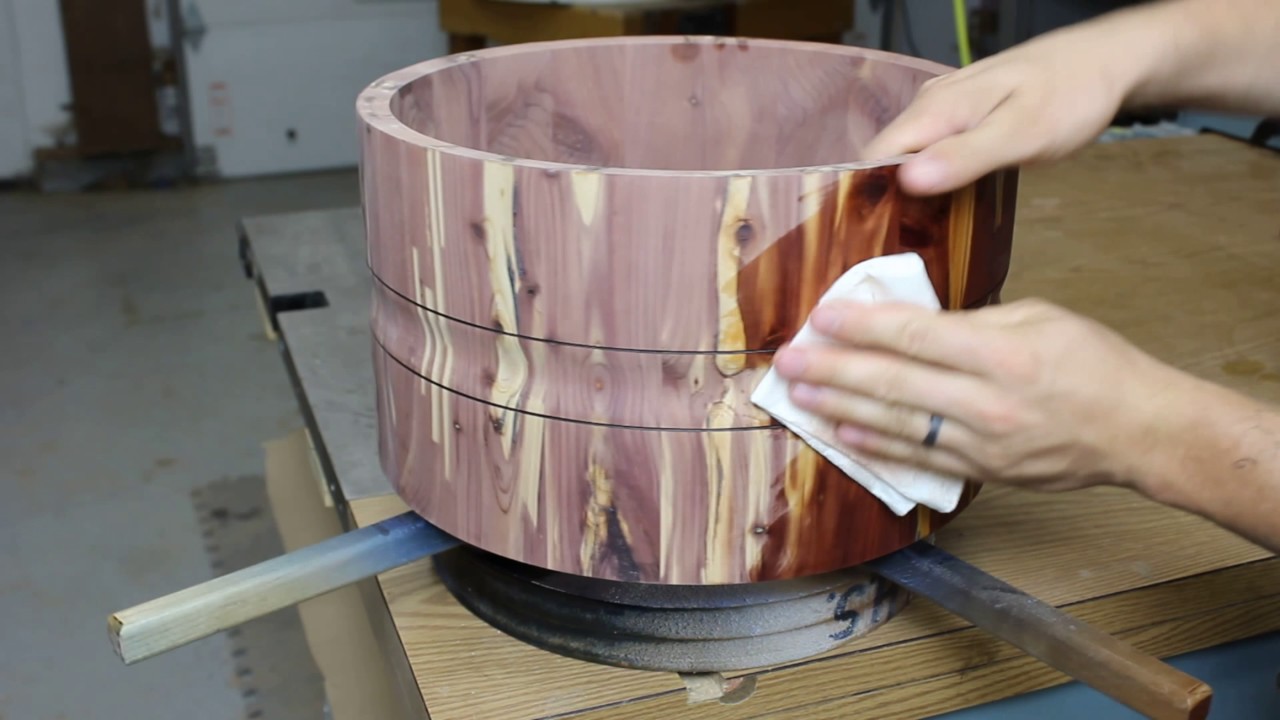 Friction burning and grain reveal - cedar stave shell