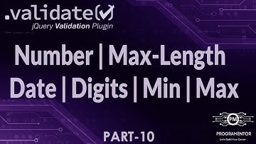10 | Number, Max-Length, Date, Digits, Min, Max Validations In jQuery Validation Plugin (Hindi/Urdu)