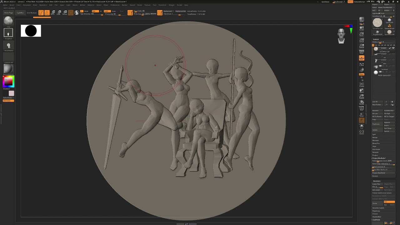 turning a model into a bas-relief sculpture zbrush