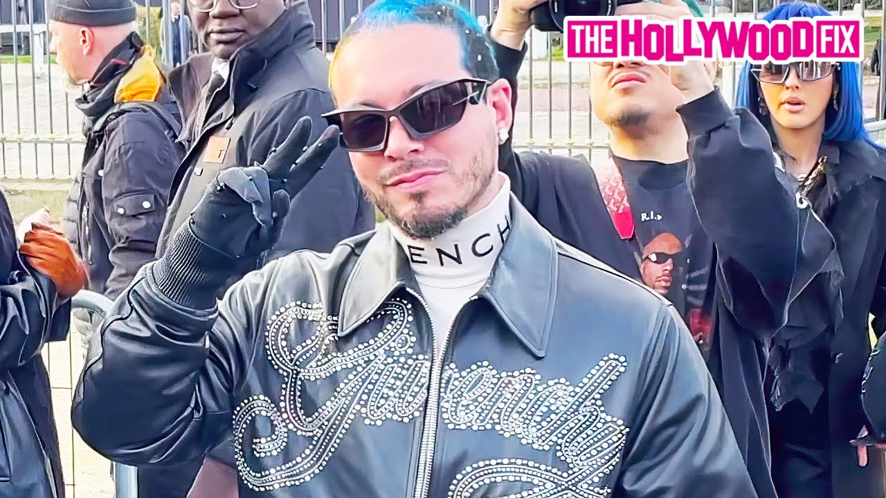 J Balvin Shows Love To Fans At The Givenchy Menswear Show During Fashion Week In Paris, France