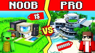 CHEAPEST VS THE MOST EXPENSIVE MODERN HOUSE Build Battle In Minecraft - NOOB VS PRO - Maizen Parody