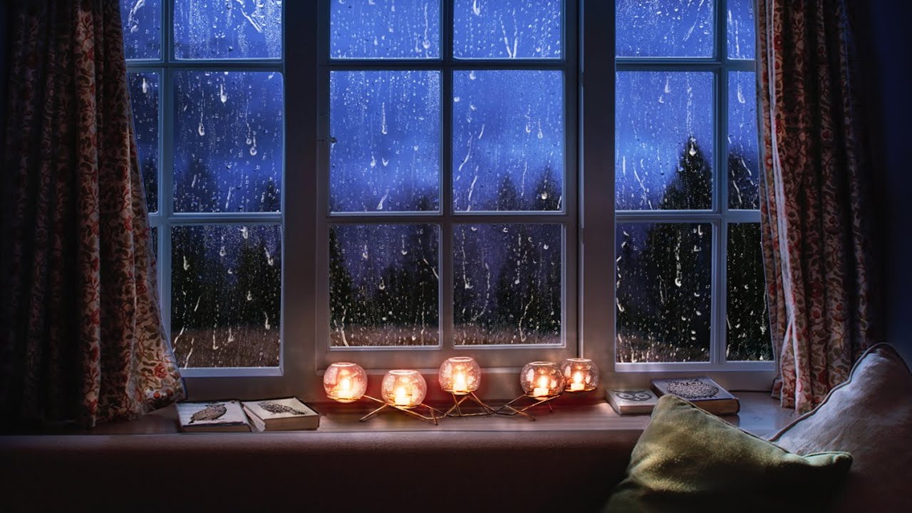 Heavy Rain On Window Sounds for Sleep 8 Hours - Cozy Reading Nook Ambience - YouTube