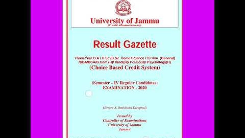 jammu university fourth sem CBCS  regular  2020 result declared