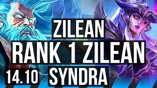 ZILEAN vs SYNDRA (MID) | Rank 1 Zilean, 5/1/3, Rank 20 | BR Challenger | 14.10