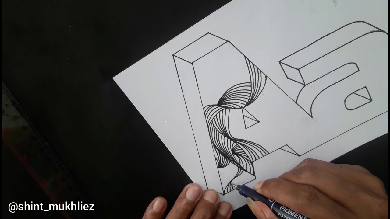 A Letter 3d Zentagle Doodle Batik Garis Sederhana YouTube