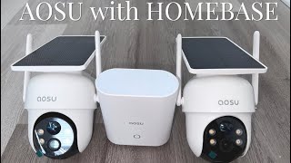 AOSU Security Cameras Outdoor Wireless, 2 CamKit, No Subscription, SolarPowered | Home Base