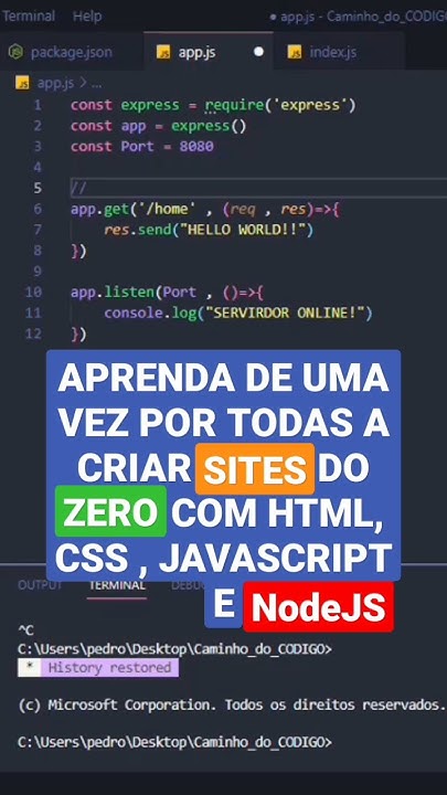 APRENDA A COMO CRIAR SITES DO ZERO COM HTML, CSS JAVASCRIPT, NODEJS!# ...