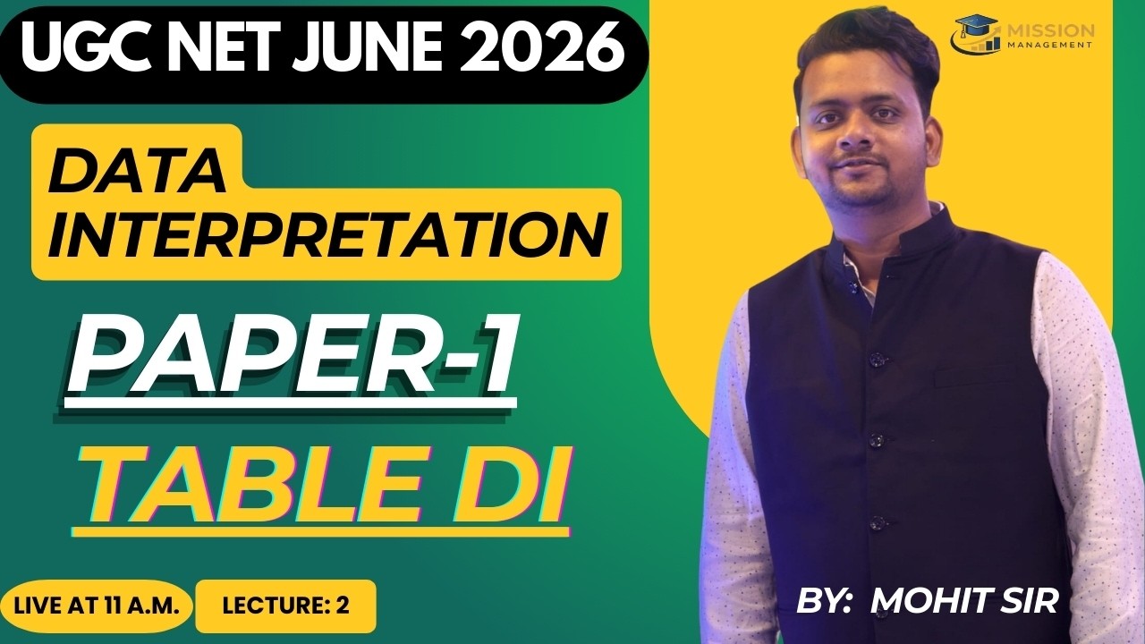 UGC NET Paper 1 Data Interpretation I Table DI I  | Table DI Important Questions I By Mohit Sir